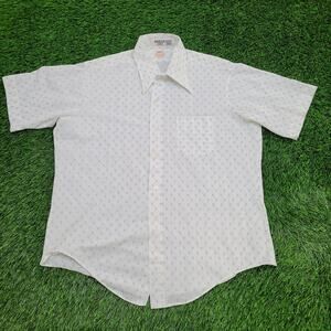 Vintage Polka AOP Button Shirt XL 24x30 White Green